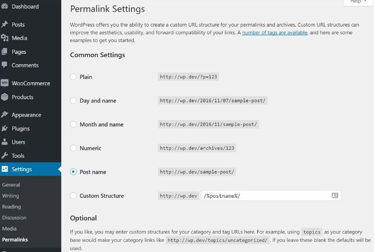 Permalinks settings wordpress yoast plugin