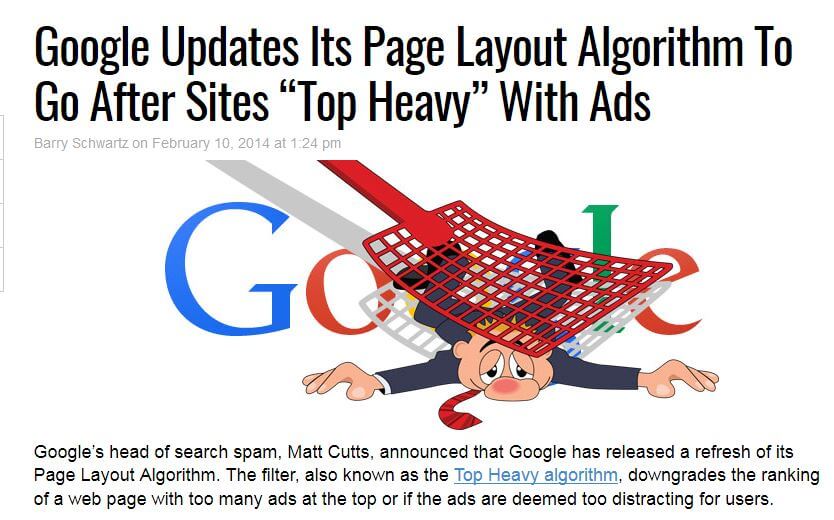 update google ads above the fold